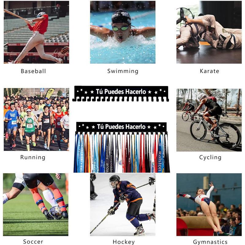 Sturdy Metal Medal Display Rack Wall Mounted Hanger Organizer for Race Running Awards Home Living Room Decor