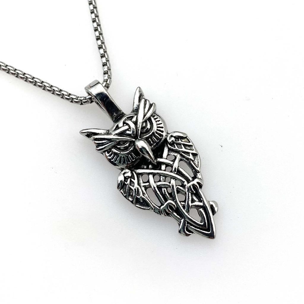 Nerezová ocel Šperky Pro Muže A Ženy Vintage Sova Slitina Přívěsek Titanová Ocel Náhrdelník Svetrový Řetízek