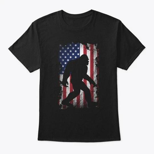 

Usa American Flag Bigfoot Sasquatch Tee T-Shirt Made in the USA Size S to 5XL 2XL
