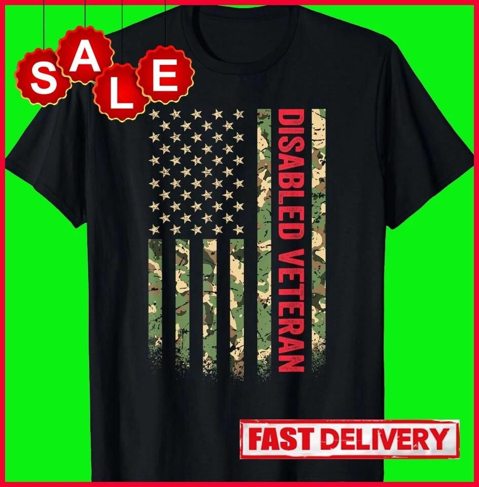 Disabled Veteran For Dad Grandpa Veteran American Flag T-Shirt Unisex T-Shirt L