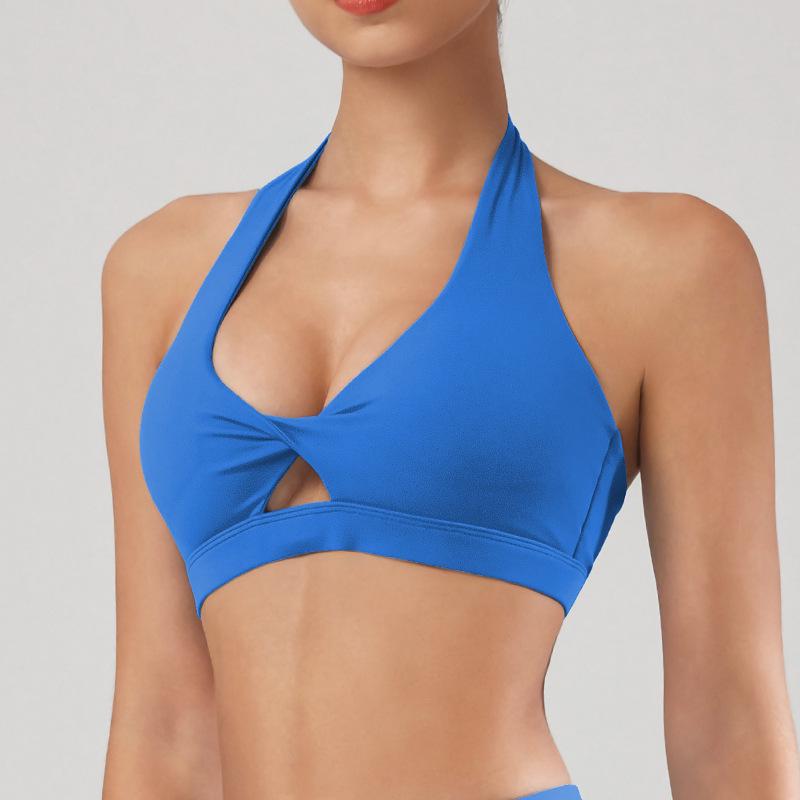 

Европейский и американский спортивный бюстгальтер-халтер - Топ для йоги с открытой спиной для женщин XL темно-синий