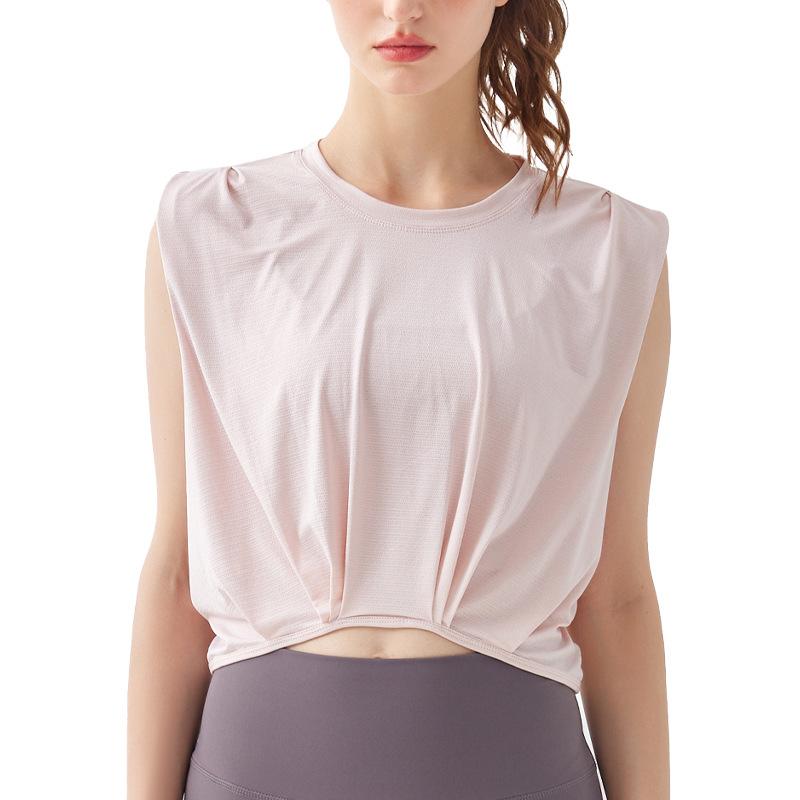 Women's Quick-drying Sports Vest Summer Jacquard Thin Fitness Yoga Smock Sleeveless Loose Short Fitness Clothing