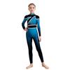 Girls Dance Gymnastics Jumpsuit Color Block Gradient Mock Neck Long Sleeve Keyhole Back Shiny Rhinestones Bodysuit