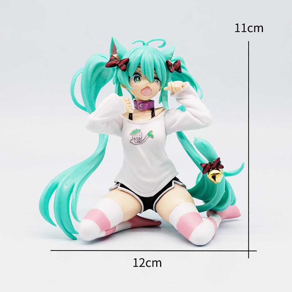 Anime 11cm Cute Girl Figure Cat Ear Long Sleeve Shirt Kneeling Animation Model Toy Gift PVC Collection Decorative Ornaments