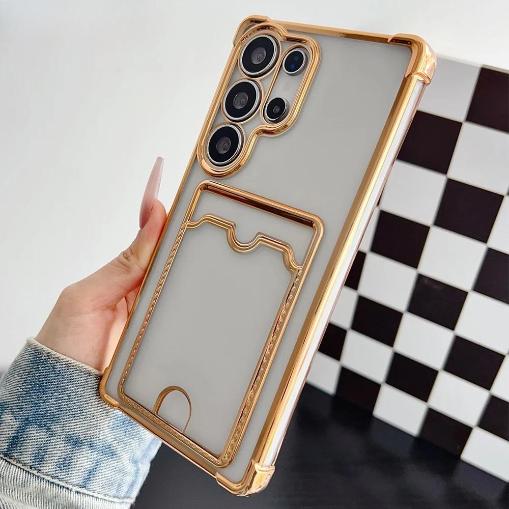 Card Slot Transparent Phone Case for Samsung Galaxy S26 Ultra S26 Pro S25 Edge Plus S24 FE S23 S22 S21 S20 S10 A55 A56 Note 20 Ultra Protect Cover