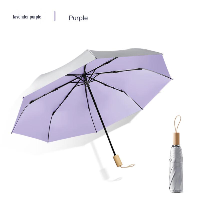Nanqiao Wooden Handle Manual Folding Sun/Rain Umbrella