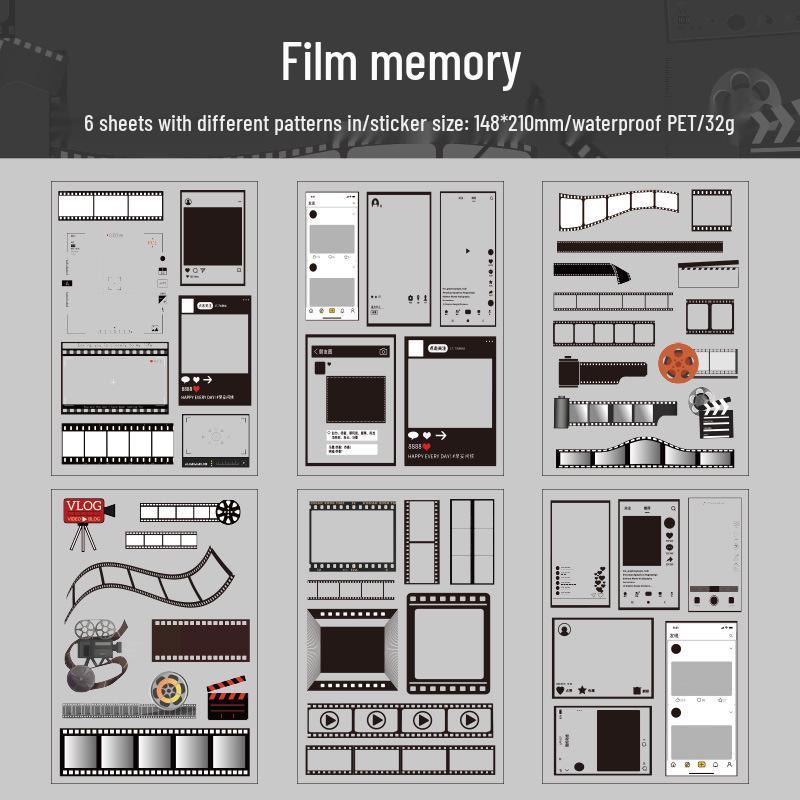 Retro Film & Photo Frame Journal Stickers Pack - DIY Collage & Pet Designs