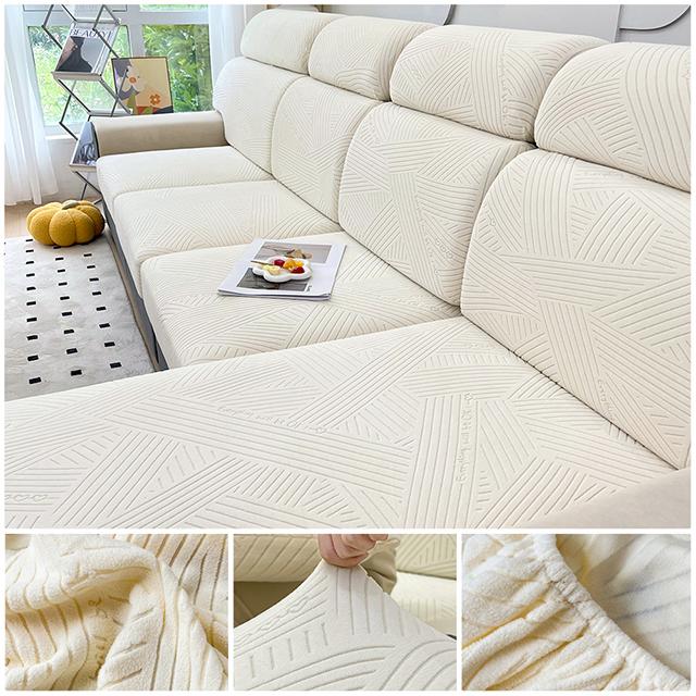 Jacquard Sofa Cover Adjustable Removable Sofa Seat Cushion Cover Polar Fleece Stretch Washable L Shape Corner Sofa Slipcovers