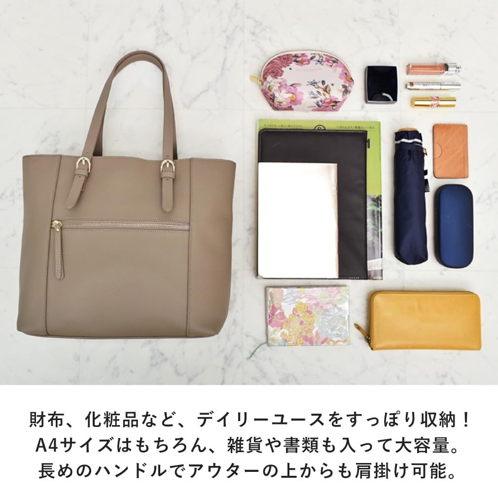 VITAFELICE Genuine Leather Business Tote Bag for Women, vinb-20c53n (Black)