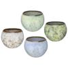 Uxcell Handmade Tea Bowls Set of 4 Kiln Change Chinese Japanese Tea Bowls Ceramic Gongfu Tea Set for Home Gift Yellow Pale Blue Green White 150ml/5oz