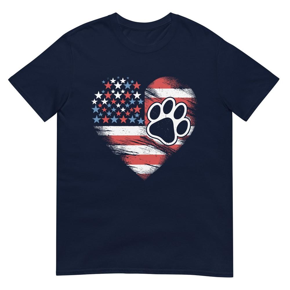 American Flag Dog And Cat Paw Patriotic 4th Of July Tshirt S