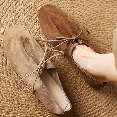 Komfortowe Zamszowe Sznurowane Baleriny Damskie Vintage Lekkie Wsuwane Buty do Chodzenia Modne Mokasyny Zapatos Para Mujer