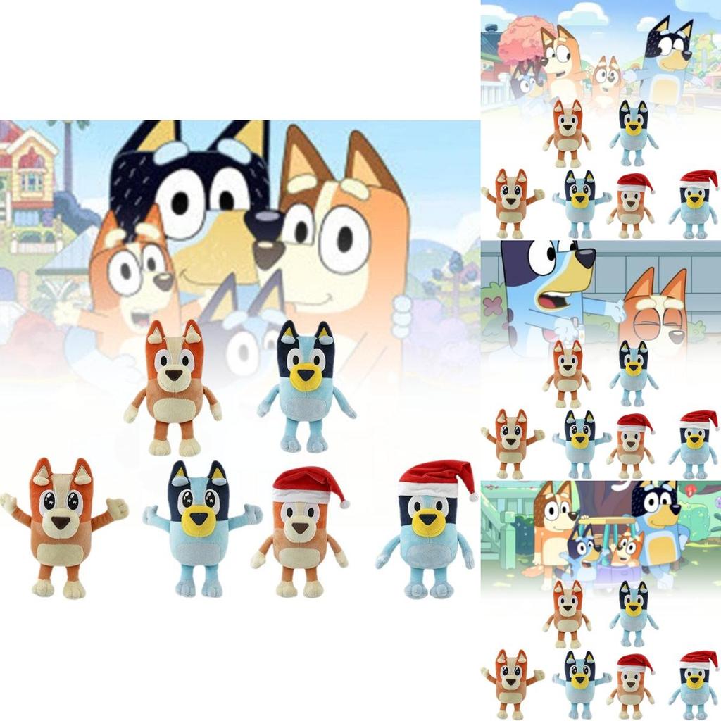 Plüschtier der Glücksfamilie: Niedlicher Cartoon-Hund, weiches Stofftier in Orange und Blau