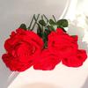 Creative Wedding Ring Holder Red Velvet Earrings Rose Flower Ring Box 3D Red Rose Flocked Artificial Rose Ring Bearer Case