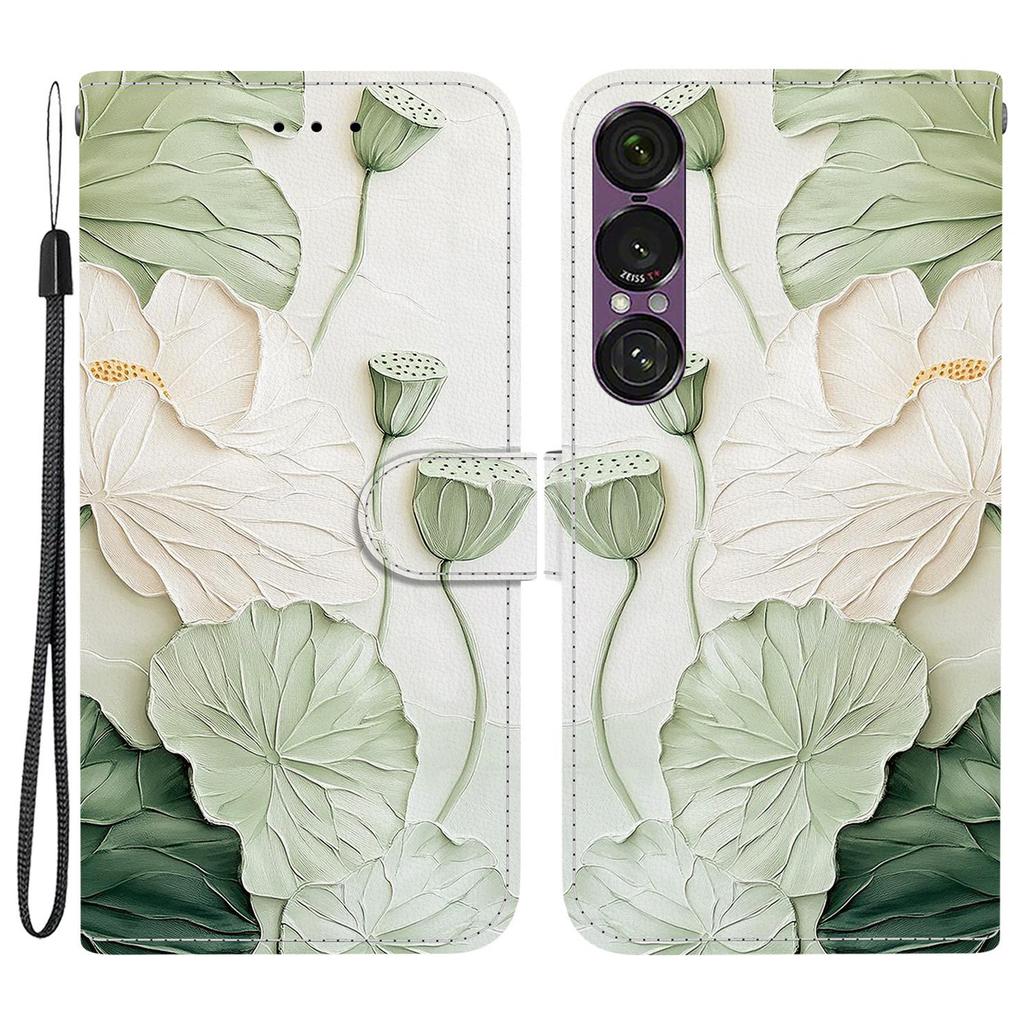 For Sony Xperia 1 VII Wallet Case Pattern Printing Leather Stand Phone Cover with Strap
