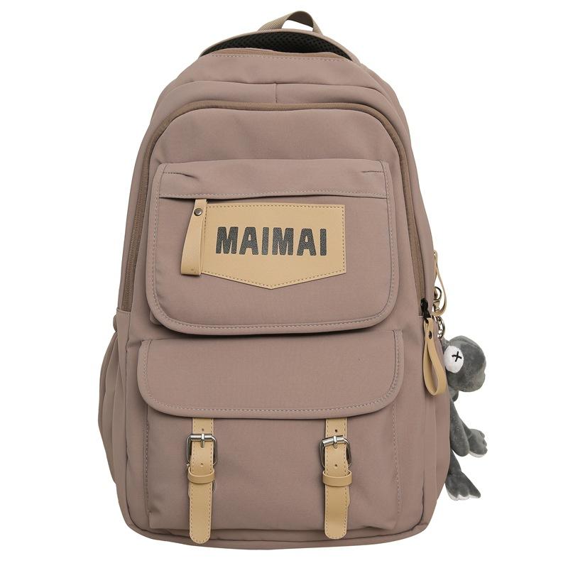 

Школьный рюкзак для школьников средней школы с буквенным принтом, женский рюкзак, мужской рюкзак большой вместимости для путешествий кофейный