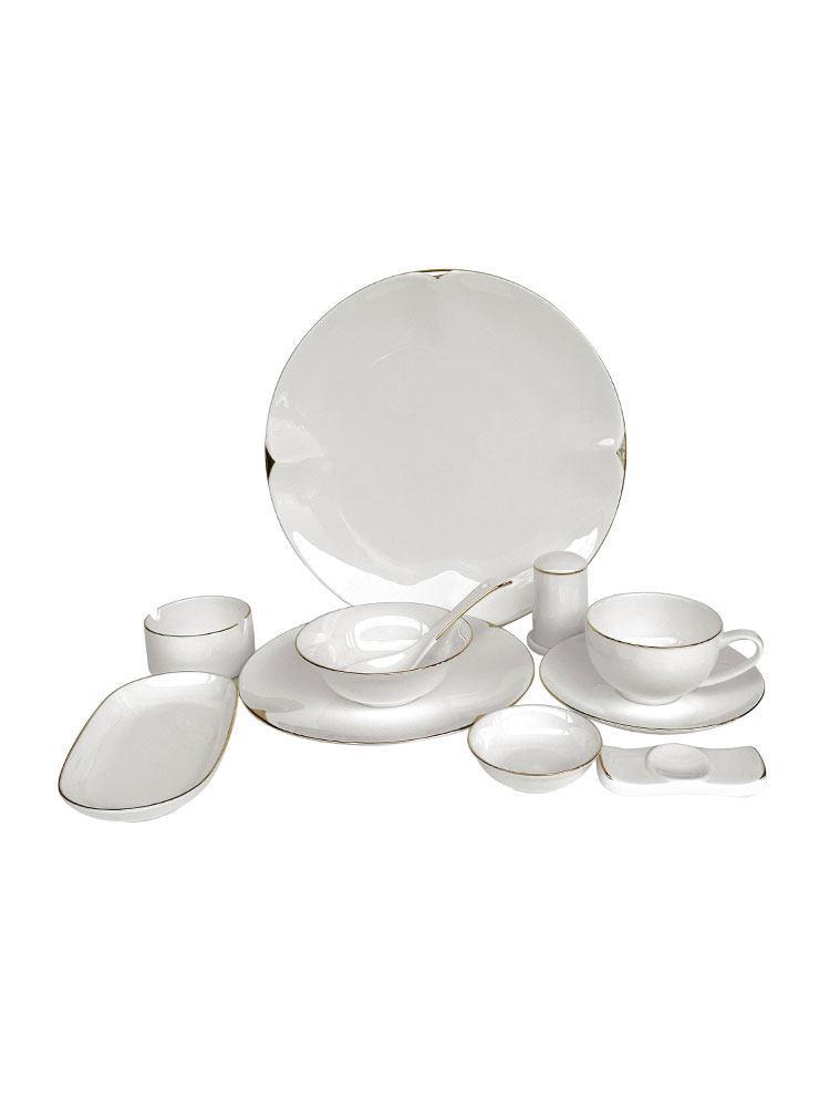 Luxurious Gold Rimmed Bone China Table Setting for Upscale Hotels and Private Clubs