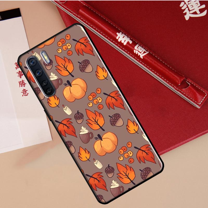 Autumn Leaves Pumpkin Halloween Case For Oppo A78 A38 A80 A60 A40 A18 A98 A58 A96 A76 A16 A94 A74 A54 A15 A17 A57 A77 A5 Pro