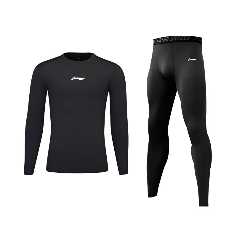 Li-Ning Fashionable Breathable Quick-Dry High-Stretch Comfortable Versatile Fitness Set Unisex sets YUDV013-1+YULV023-1 L