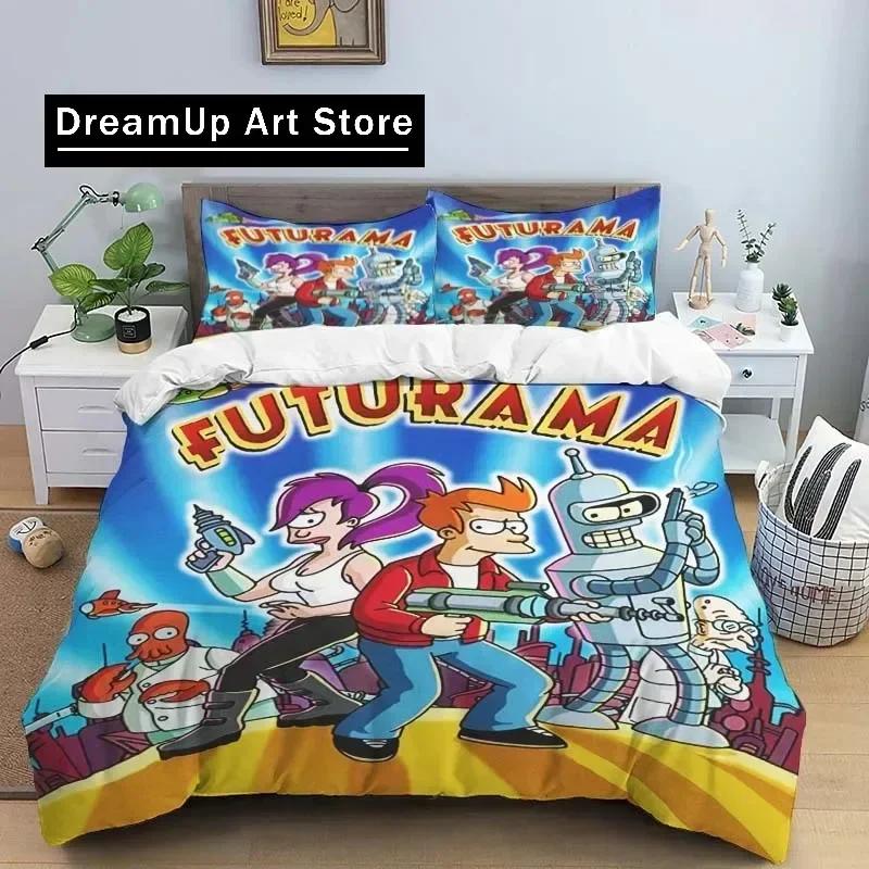 F-Futurama Poster Sheets Quilt Covers Bedding Dormitory Sheets Three-piece Bedding Set Three-piece Soft Warm Bedding Set