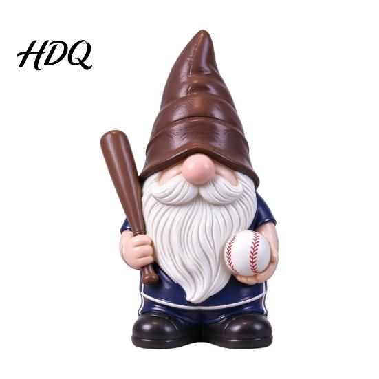 Home Office Ornament Baseball Gnome Figurine Resin Sports Theme Statue Holding Indoor Decorative Accents Bat & Ball Tabletop Decor Lover