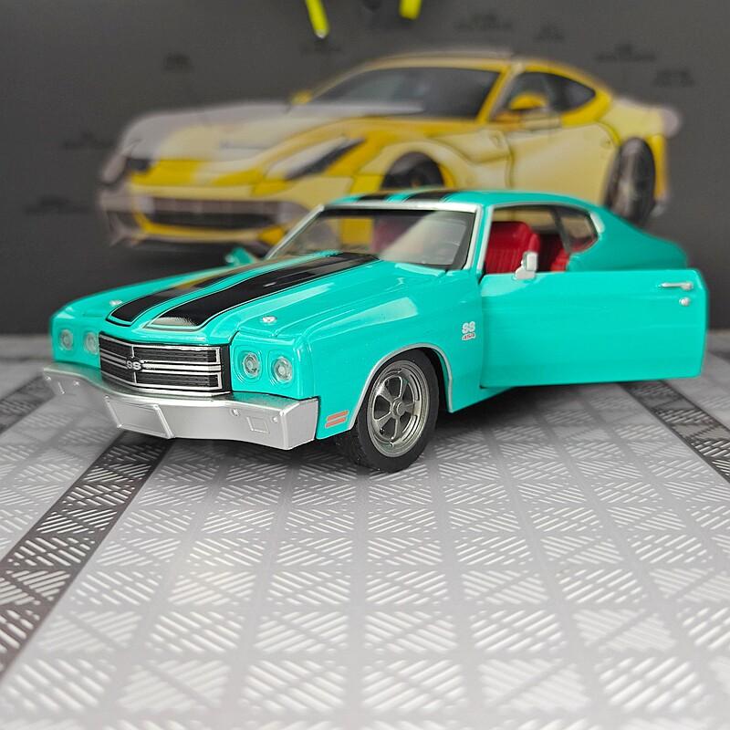 AABKB1 1:24 simulated sound and light Chevrolet Chevelle454 1970 alloy die-cast car model steering children's toy boy gift