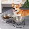 Stainless Steel Pet Food Bowl With Non-Slip Base Bite-Resistant Design Separate Water Bowls Cats Dogs Large