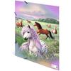 Classeur A3 - HERMA - Monde des chevaux - Élastique - Design coloré - 3 languettes imprimées