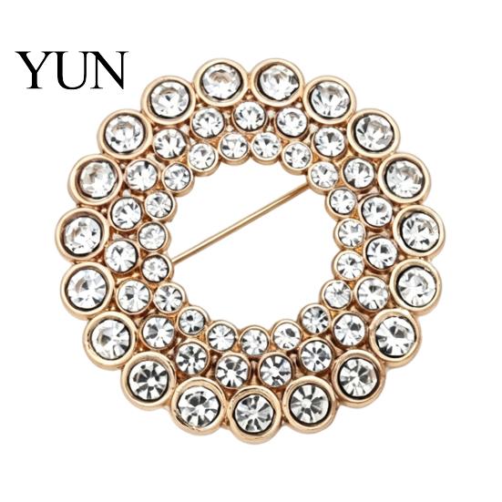 Men Women Clothing Jewelry Hollow Rhinestone Ring Brooch Pin, Bling Circle Lapel Pin Decorative with Faux Pearl, Accessories Wedding Bridal