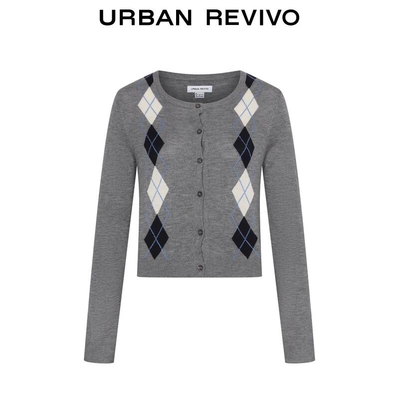 UR Women's Color Block Argyle Knit Cardigan