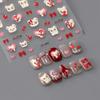 1 Feuille Autocollants Nail Art 3D en Relief Créatifs Mignons Cerise Cœur Nœud Dessin Animé Décalcomanies Ongles en Relief, Autocollants Décoratifs DIY Auto-Adhésifs Imperméables