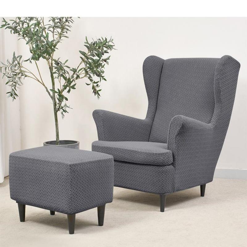 1Pcs Dust-Proof Footrest Protector Case Jacquard Ottoman Slipcovers Elastic All-Inclusive Footstool Pouf Covers For Living Room