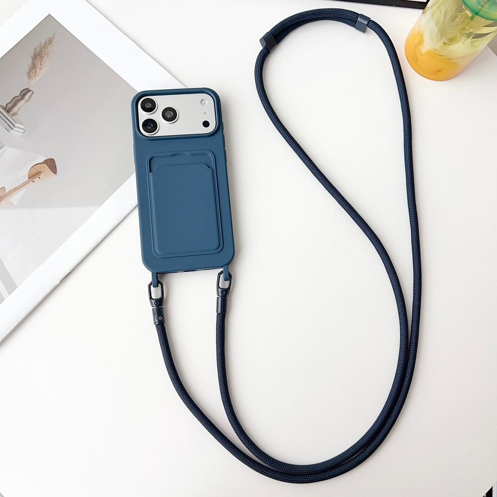 Adjustable Crossbody Lanyard Card Slot Cover for IPhone Air 17 16 15 14 13 Pro Max Color Silicone Wallet Holder Shockproof Case