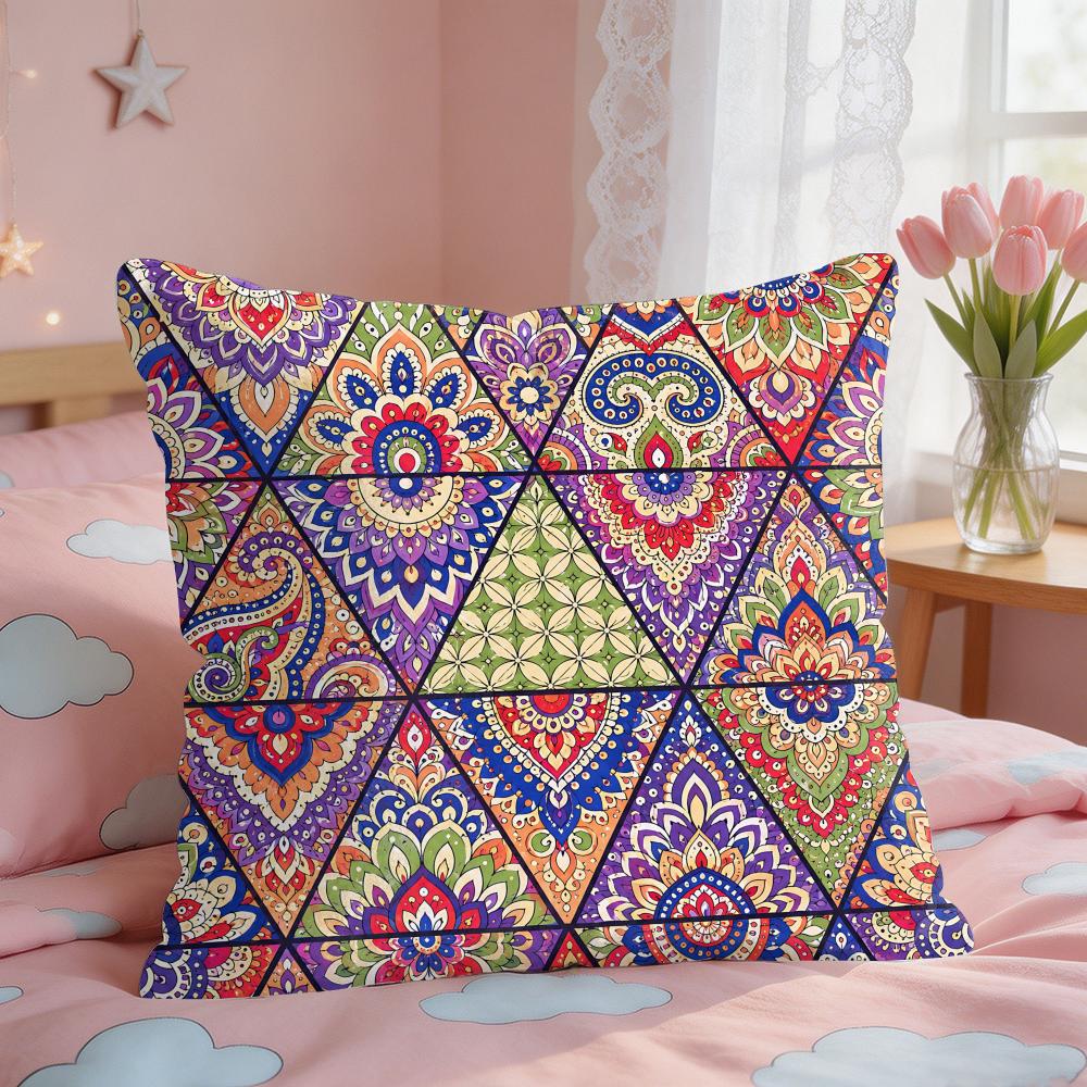 StainedGlass Inspired Bohemian Textile Cushion Cover Short Plush Pillow Case Room Sofa Cushion Covers Home Decor Funda