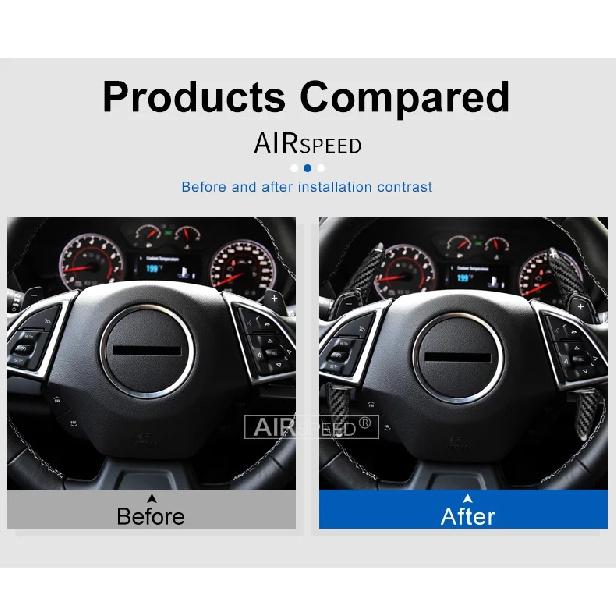 Real Hard Carbon Fiber For Chevrolet Camaro 2016 2017 2018 2019 2020 2021 2022 2023 Car Steering Wheel Paddle Shifter Sticker