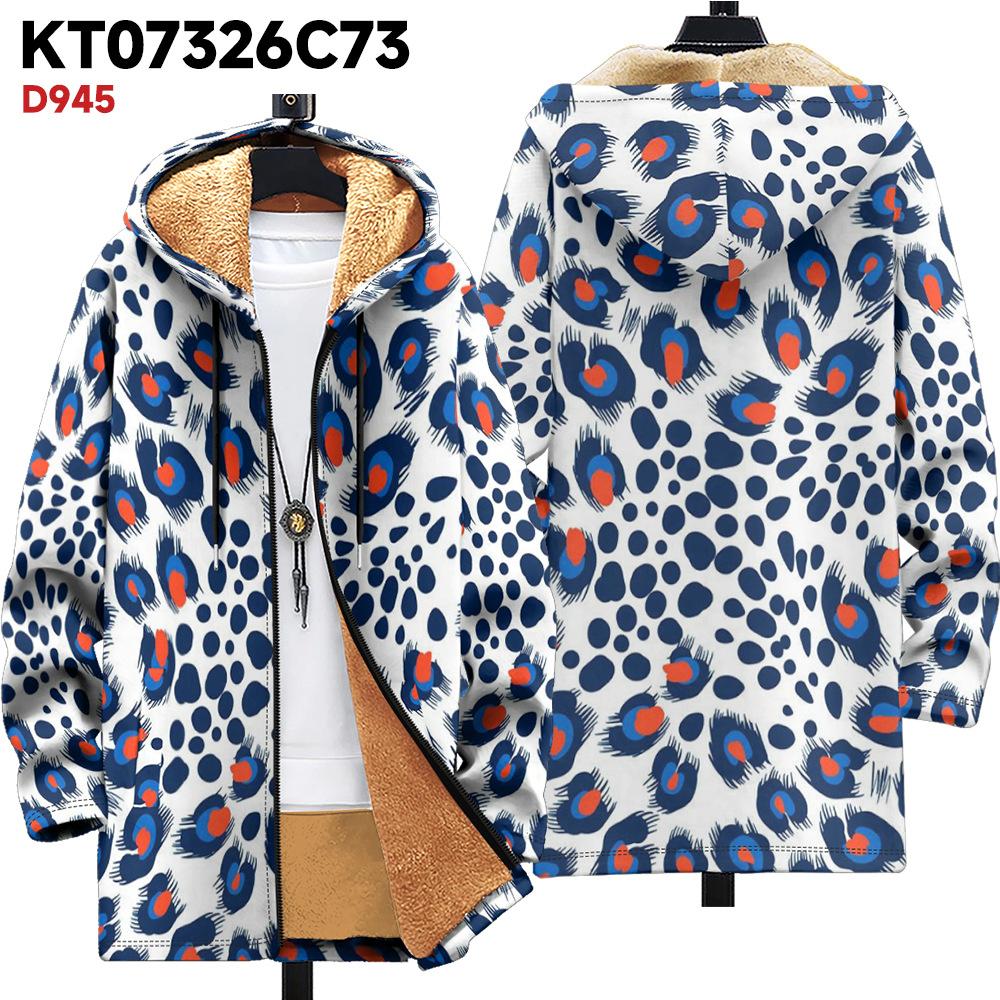 New Jacket Multi-colored Pattern Elements B1 Zipper Hooded Cardigan Thickened Winter Fleece Trendy Padded Clothes