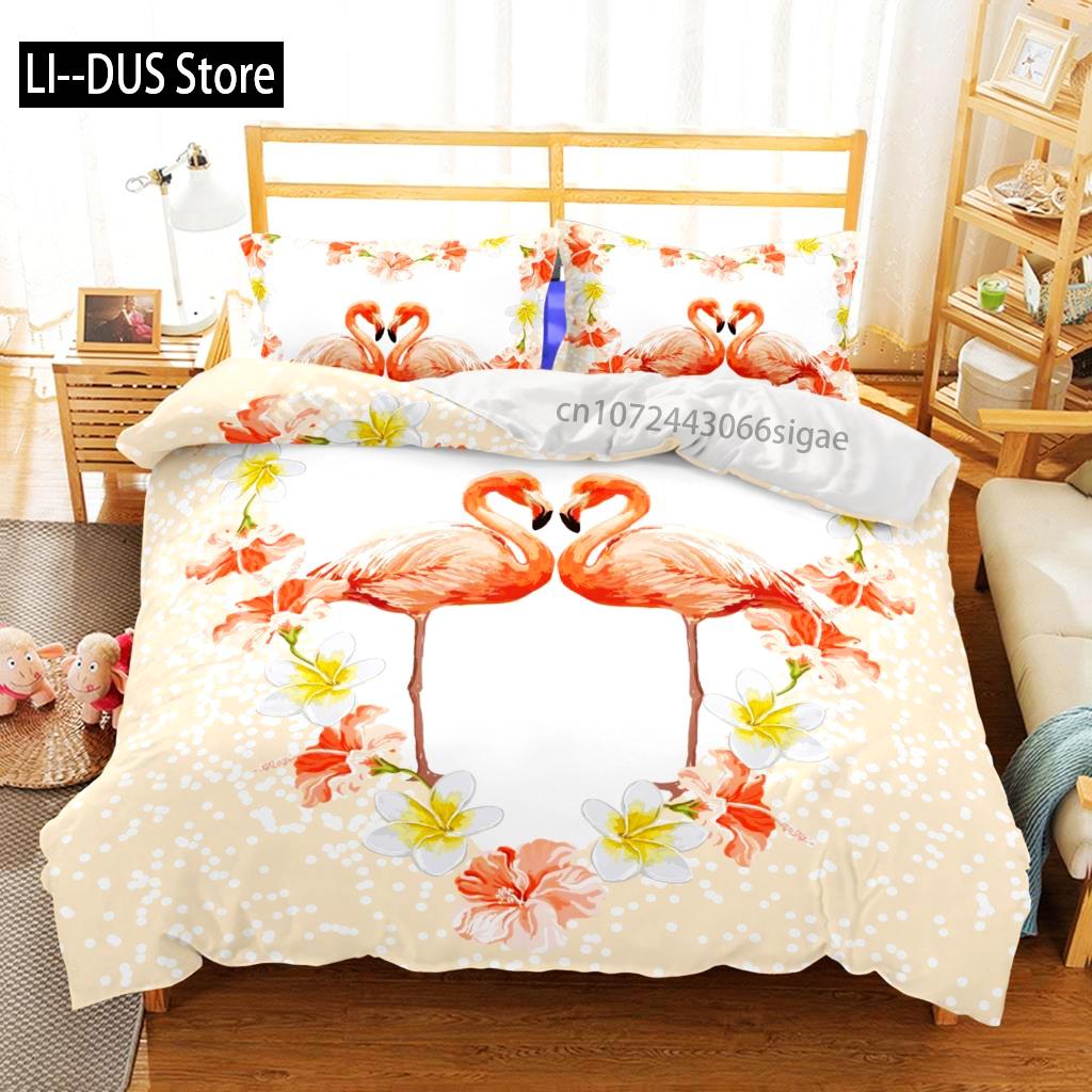 Rosa Flamingo Bettwäsche Set Einzelbett Twin Full Queen King Size Flamingo Bett Set Aldult Kinder Schlafzimmer Bettbezug Sets 3D Druck 012