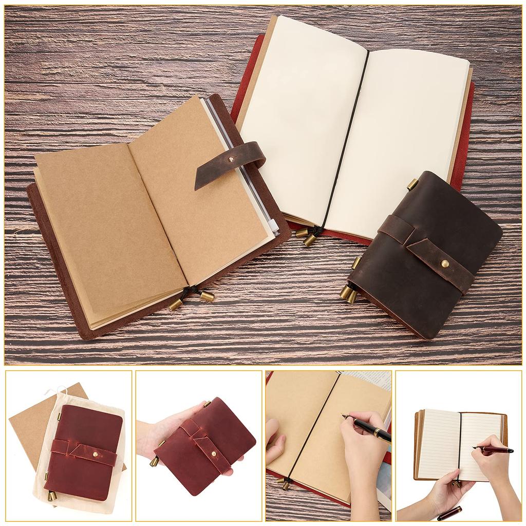 ROTERDON Mini Regular Echtes Leder Damen Notizbuch, Handgefertigt, Handgenäht, Planer, Notizbuch, Student, Arbeitsplatz, Größe, Einband, Antik, Klassisch,