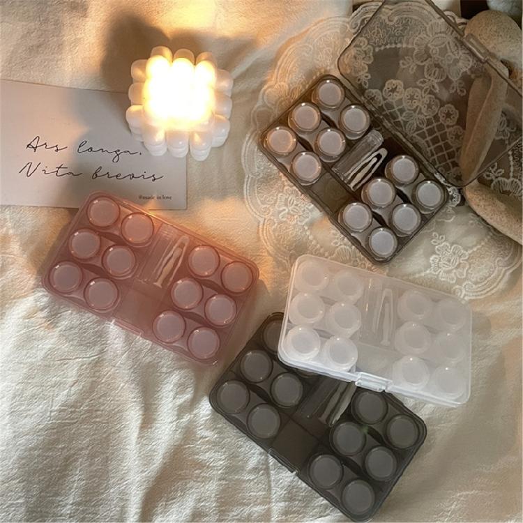 Tragbarer Kontaktlinsenbehälter für Fitnessstudio, Arbeit und Reisen mit Schutz- und Einsetzwerkzeug, Pinzette für den täglichen Gebrauch