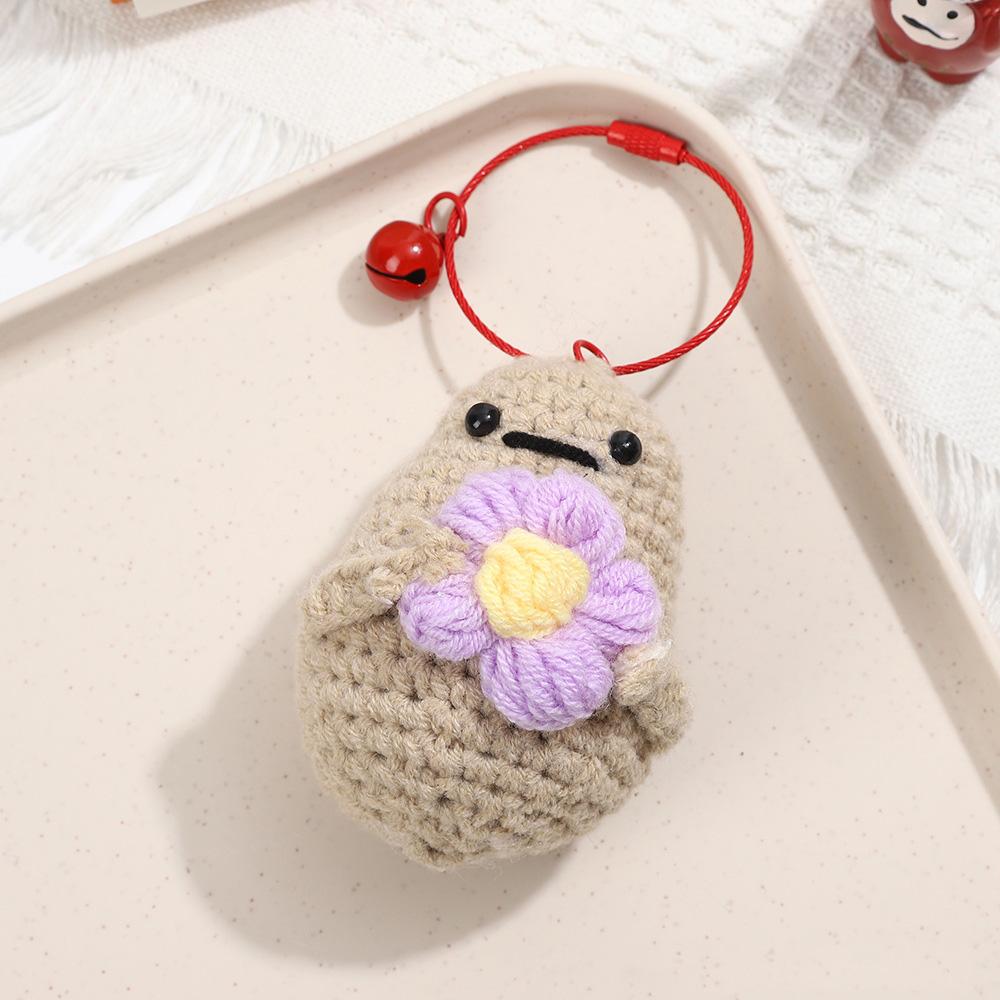 Creative Knitting Fruit Keychain Pendant Christmas Gift Cute Handmade Knitted Avocado Carrot Weaved Keyrings for Bag Accessories