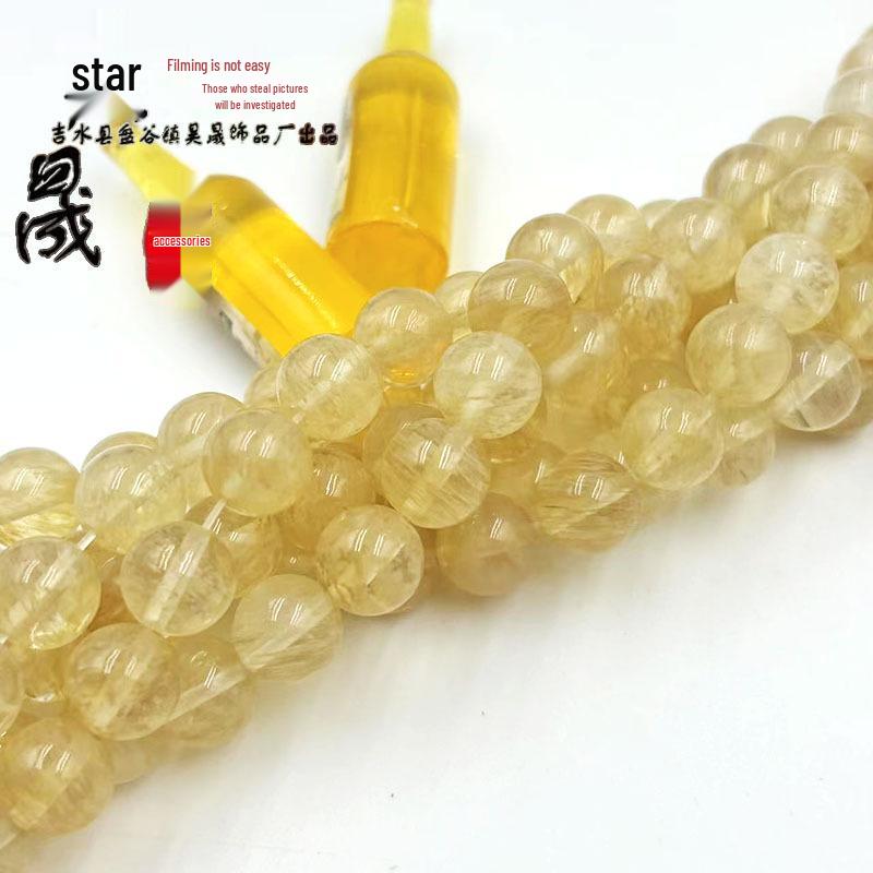 Brown Watermelon Crystal Bead Necklace & Earrings Set with Yellow Topaz Loose Beads for DIY Bracelets.