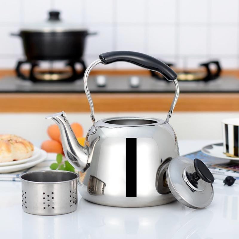 Large Multiple Capacity Whistling Kettle Corrosions Resistant Materials Loud Notification for Boiling Water Compatible Gas Induction Stove