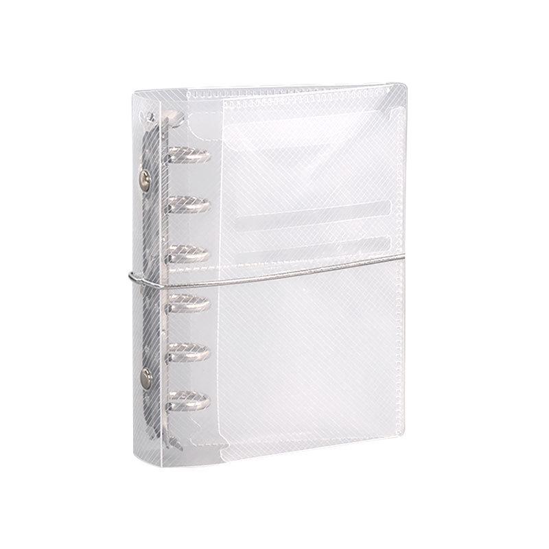A7 Twill PP Loose-leaf Notebook Cover - Mini Planner with Sticker, Card & Photo Storage, Transparent