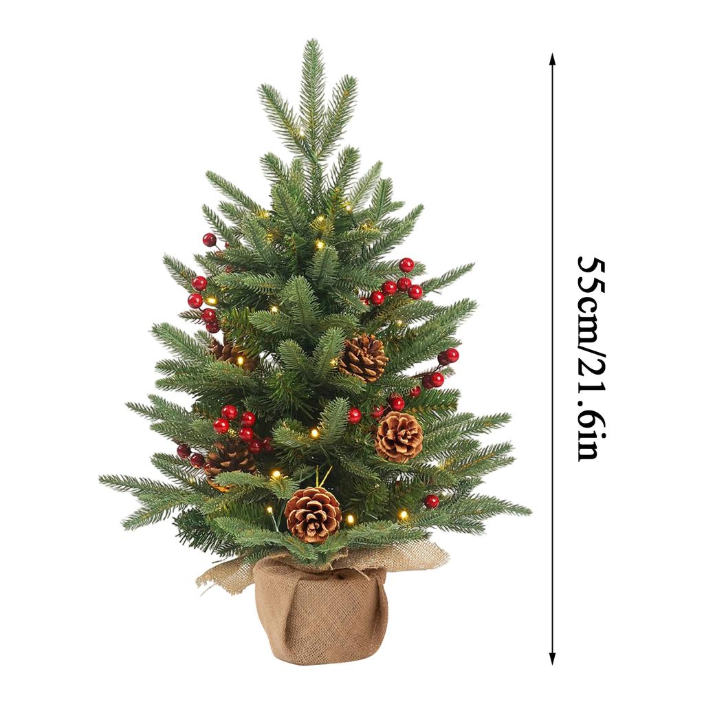 55cm Artificial Christmas Tree Desktop Small Tree PE Christmas Decoration Xmas Tree Ornaments Pine Cone Christmas Trees