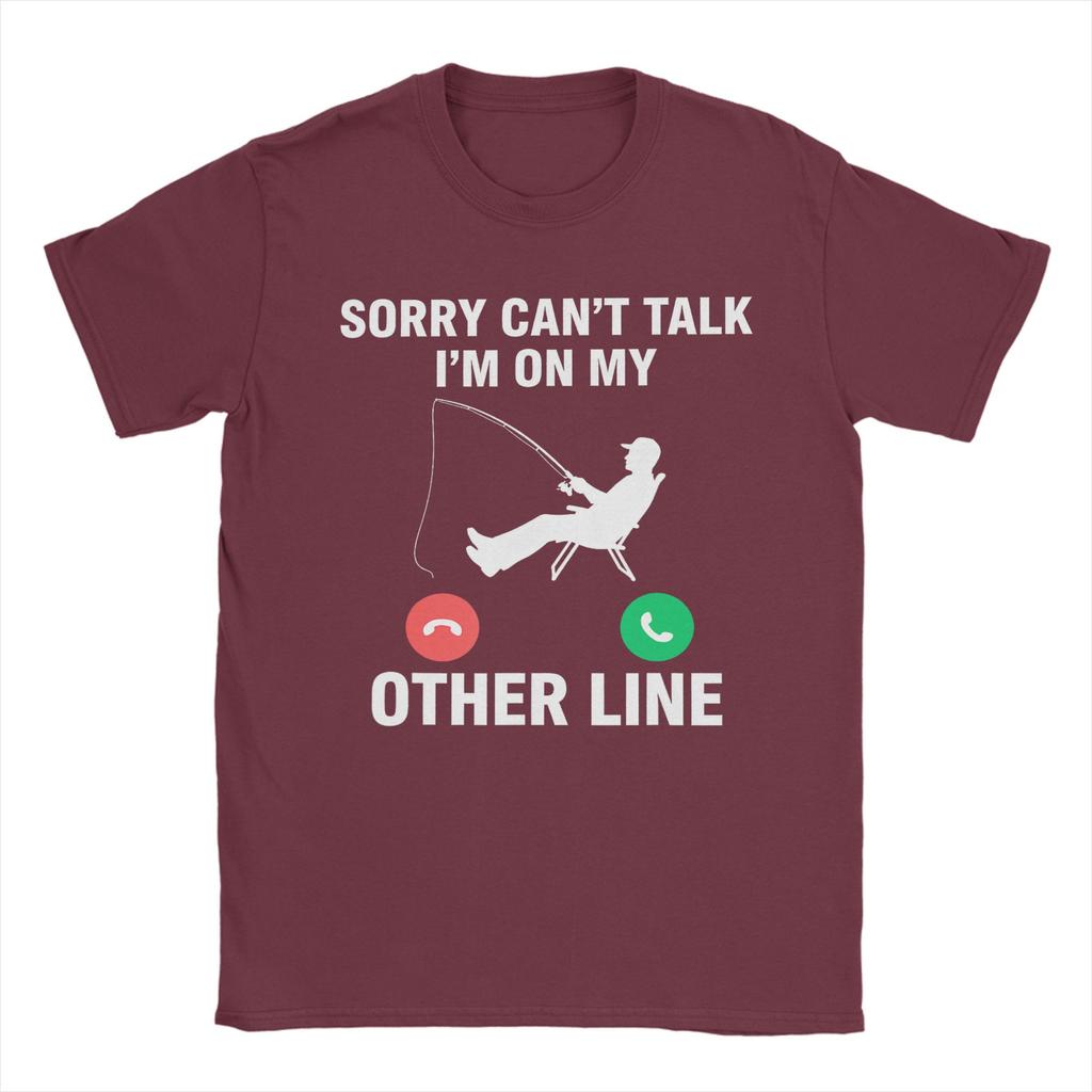 Vintage Sorry I Missed Your Call I Was On My Other Line Fishing TShirts Unisex Crew Neck 100 Cotton T Shirts Tee Shirt Clothes