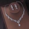 Fashion Bridal Jewelry Wedding Accessories Zircon Rhinestone Set Wedding Banquet Party Versatile Luxury Women's Necklace Earring