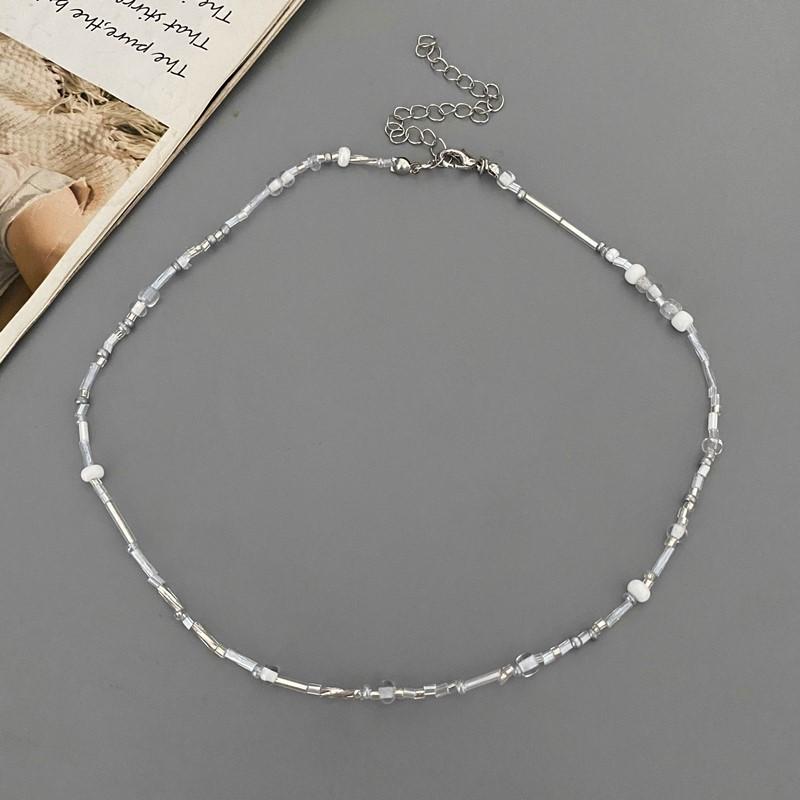 New Irregualr Glasses Beads Choker Necklace for Women Fashion Trendy Popular Short Neck Jewelry Colorful Necklace