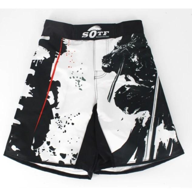 Schwarze elastische Taille Bushido Fitness Fierce Ninja Combat Sport Shorts Tiger Muay Thai MMA Shorts Boxbekleidung Thaiboxen