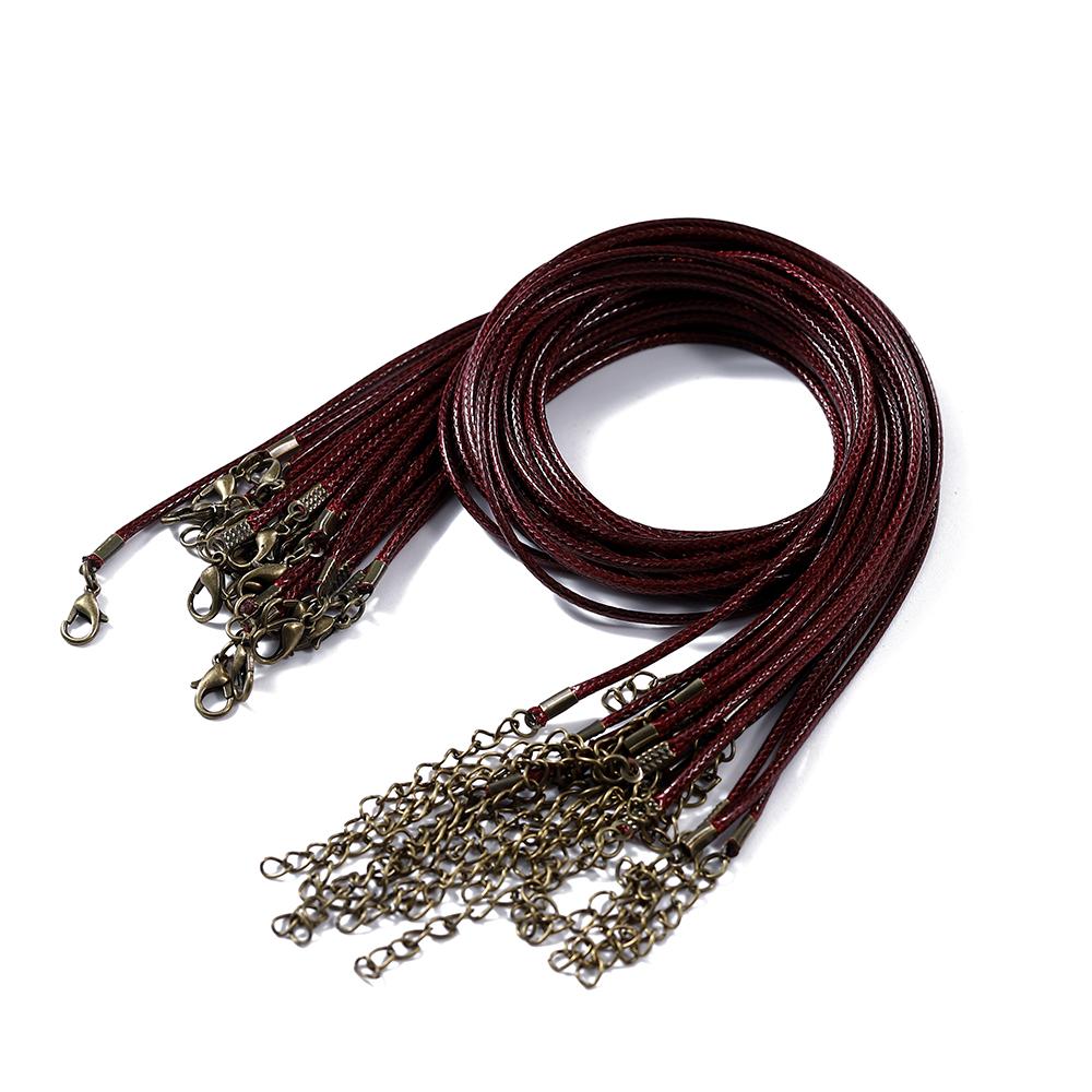 10Pcs 1.5/2mm Colorful Leather Braided Rope Bronze Lobster Clasp Tail Chain Connector for DIY Pendant Jewelry Making Supplies