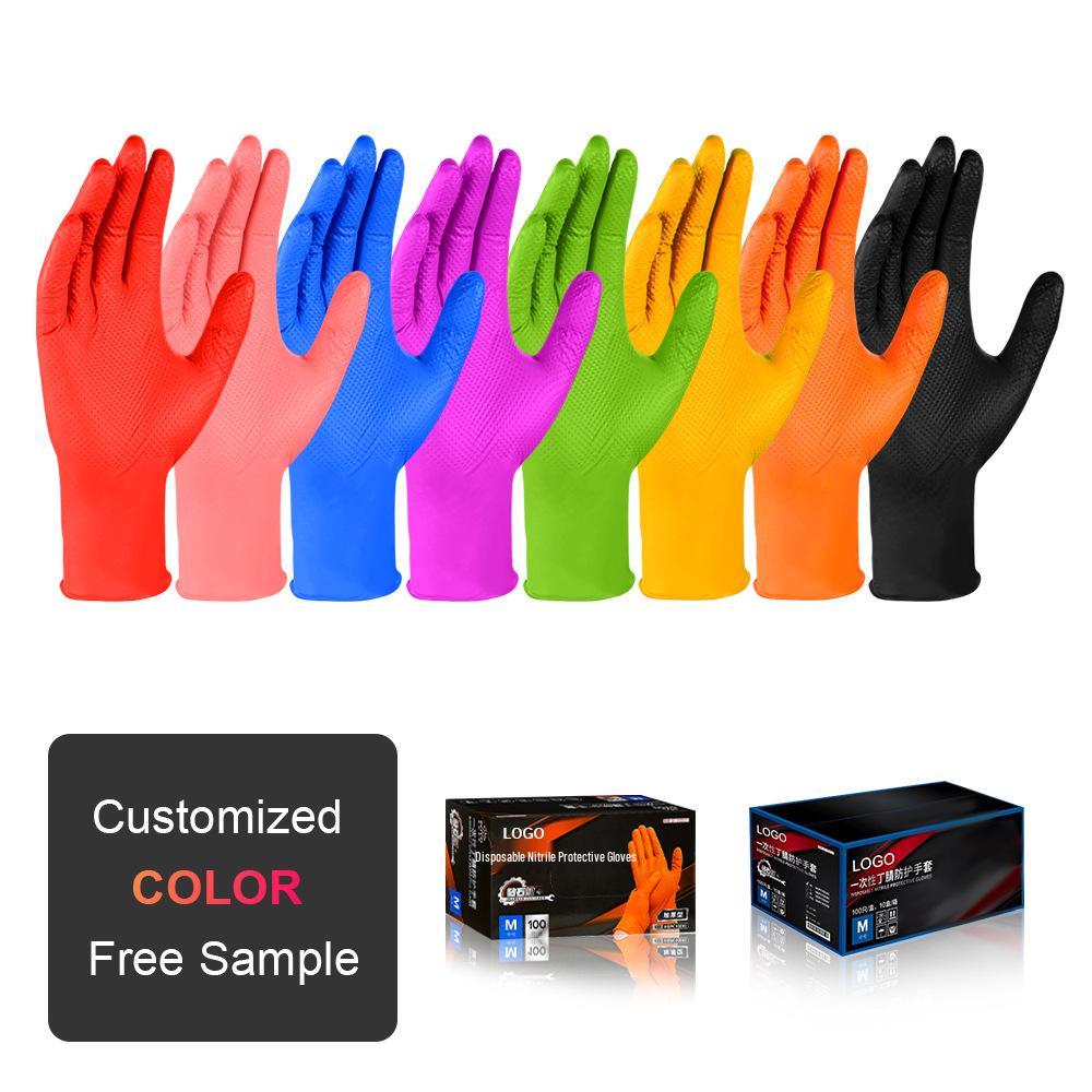 8 Mil Extra Thick Wear-Resistant Diamond Textured Nitrile Gloves for Industrial, Oil, Acid, Alkali, and Auto Repair